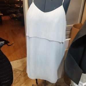 MICRO PLEAT WHITE SUMMER TWO TIER DRESS